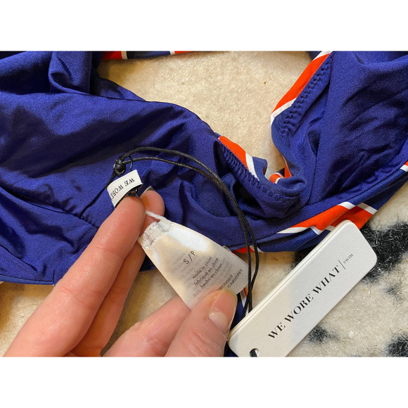 We Wore What x Onia red and blue striped Brooklyn one piece swimsuit, NWT Size S - Picture 8 of 8